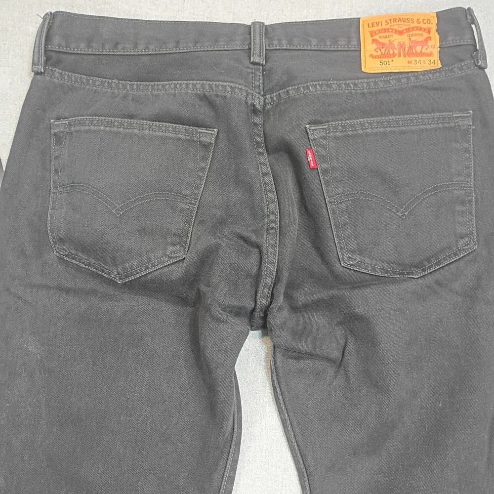 Levi's 501 Jeans Men's 34x34 (35x33) Black Button Fly Straight Leg Denim Pants